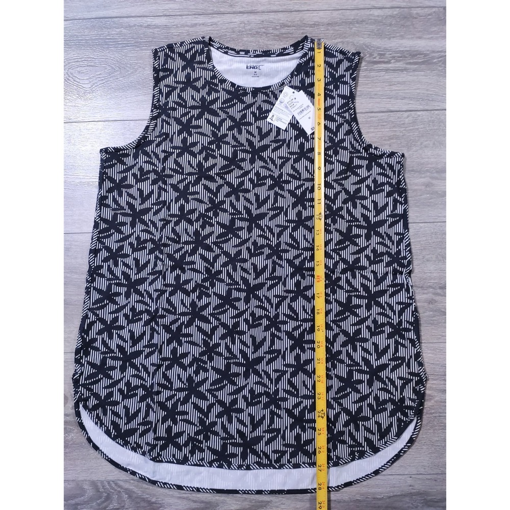 Lands End Tank Top Adult Medium 10-12 Black Floral Sun Crew Tunic Womens - Picture 3 of 6